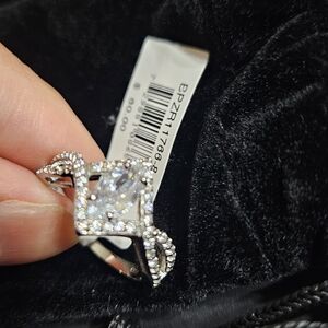 Elegant Sterling Silver and White Crystal Ring by Macys, Size 8